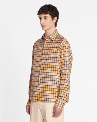 PRINTED CLASSIC SHIRT, BROWN/ORANGE