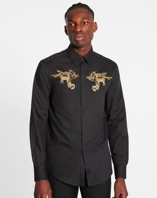 SHIRT WITH EMBROIDERY, BLACK