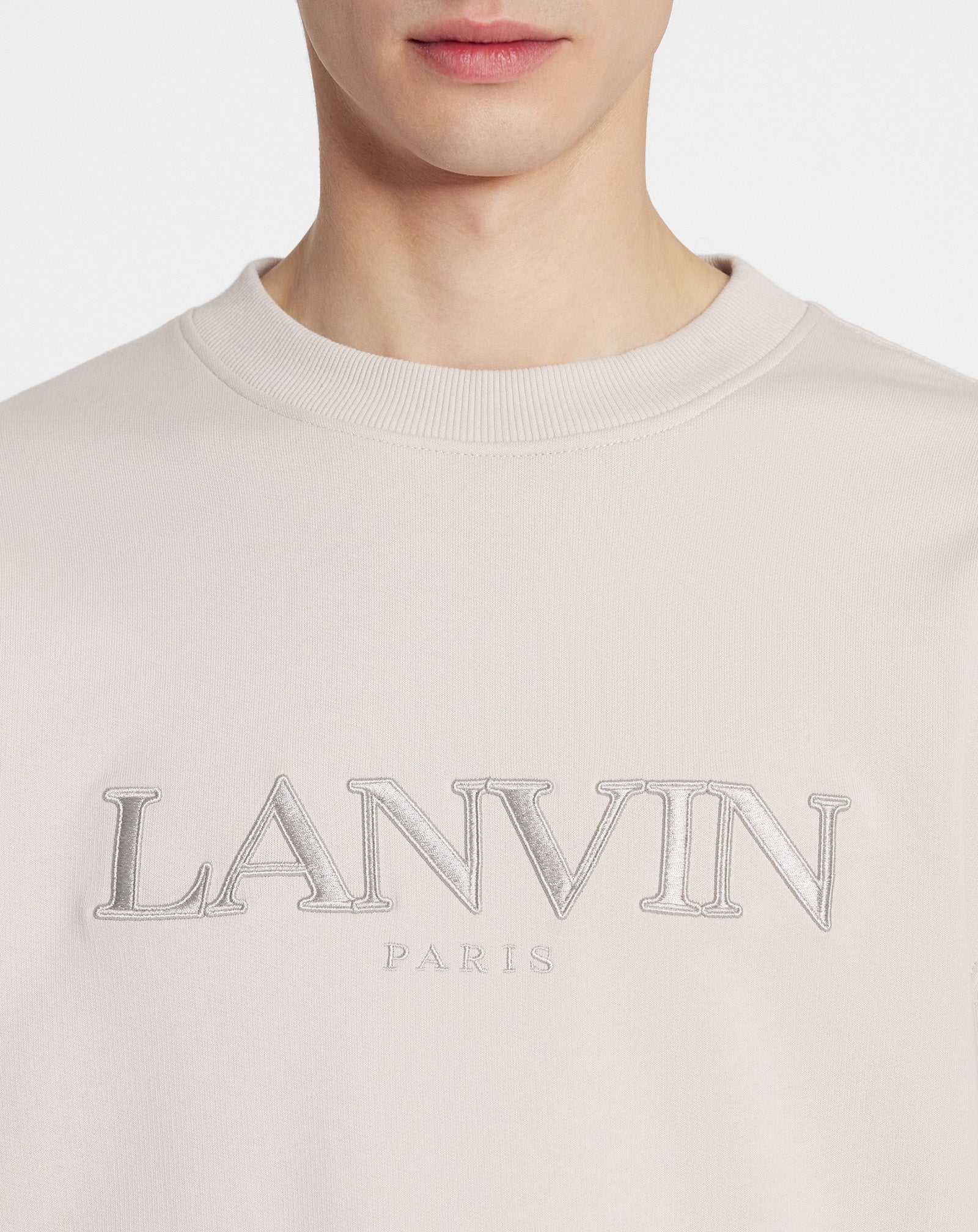 OVERSIZED EMBROIDERED LANVIN PARIS SWEATSHIRT MASTIC | Lanvin