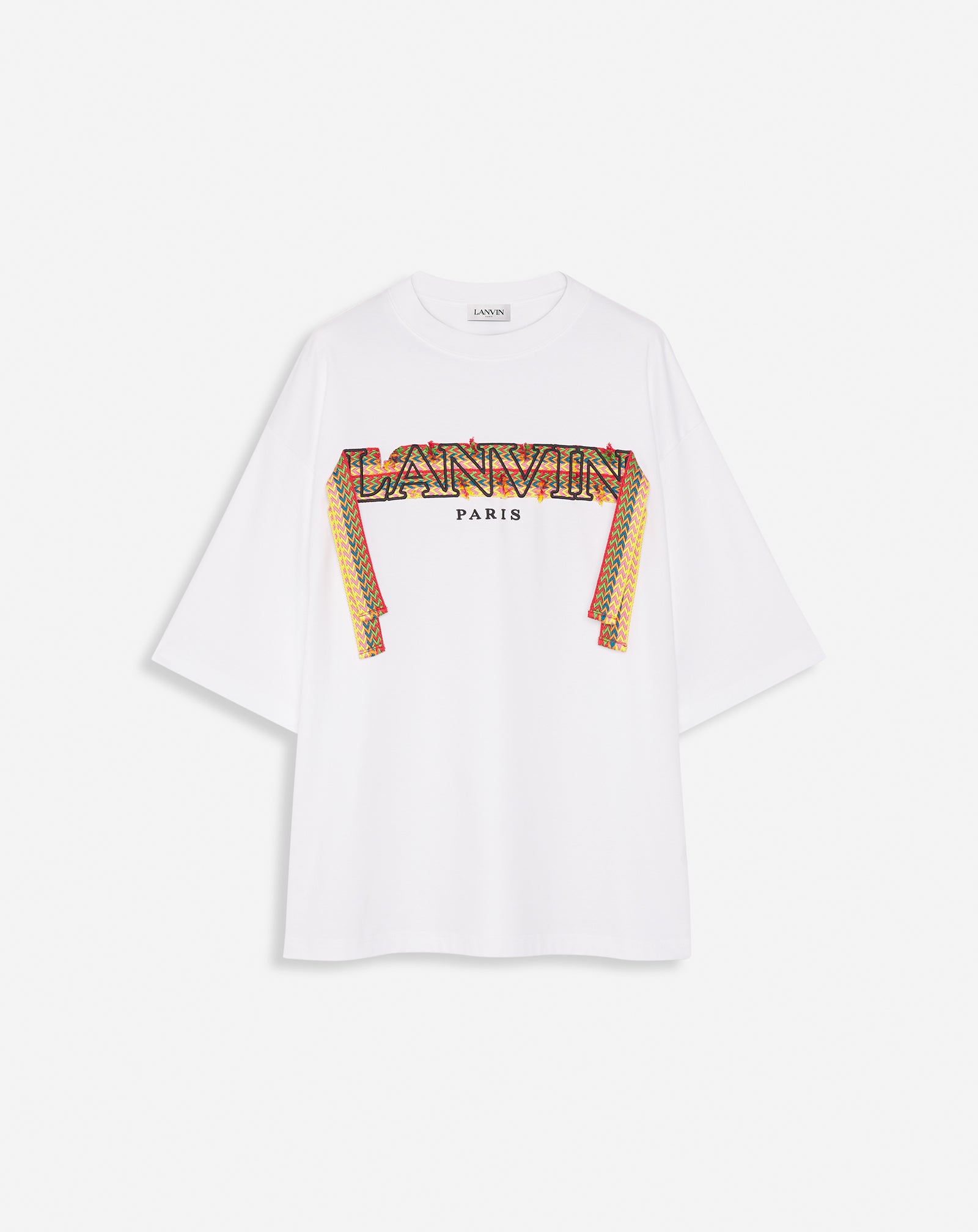 OVERSIZED EMBROIDERED CURB LACE T-SHIRT OPTICAL WHITE | Lanvin – LANVIN