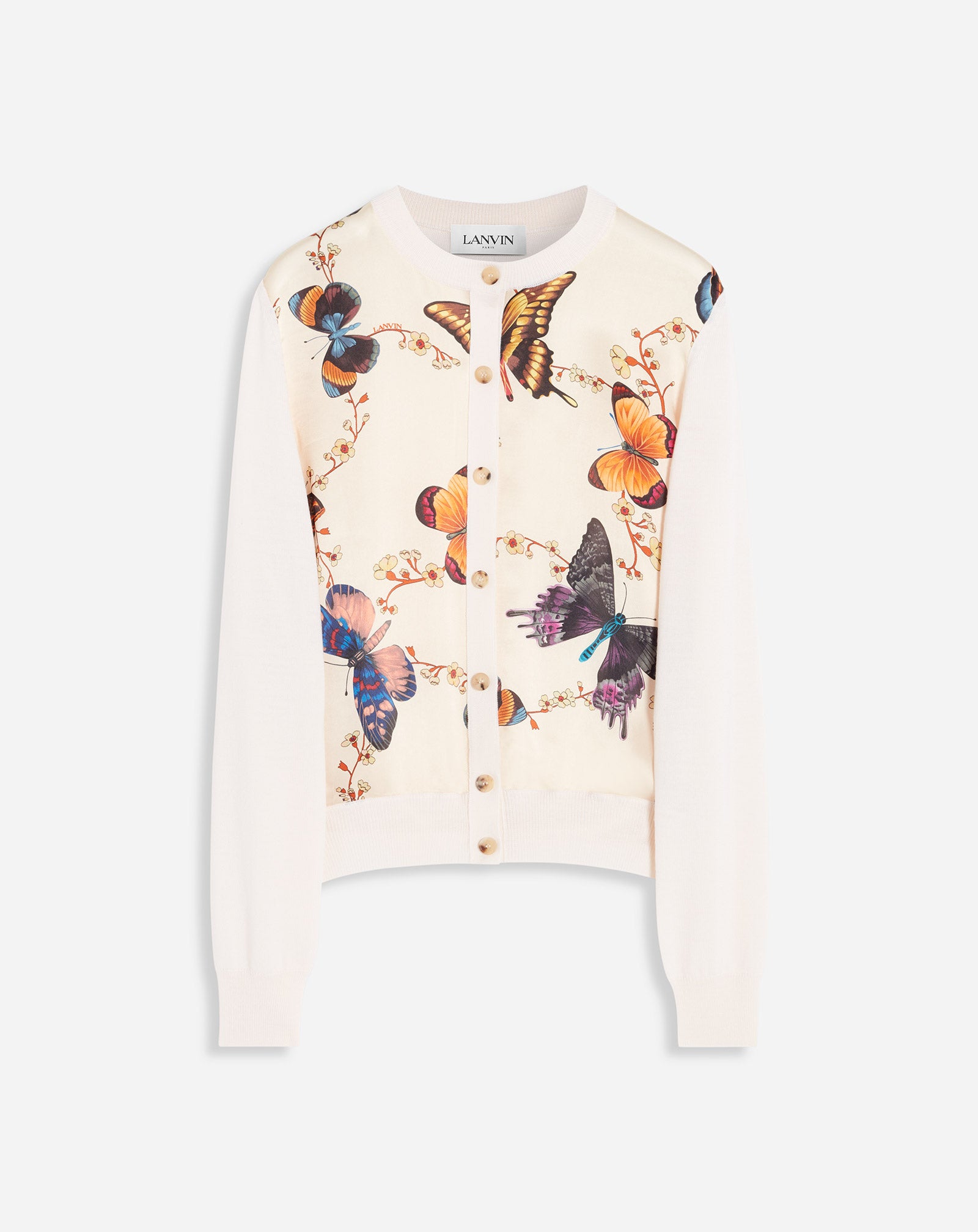 BUTTERFLY PRINT KNIT CARDIGAN ECRU – LANVIN