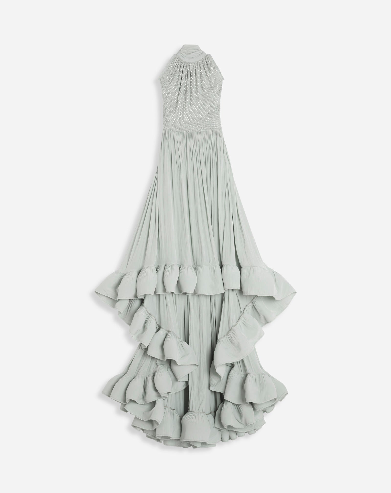  EMBROIDERED CAPE GOWN IN CHARMEUSE 