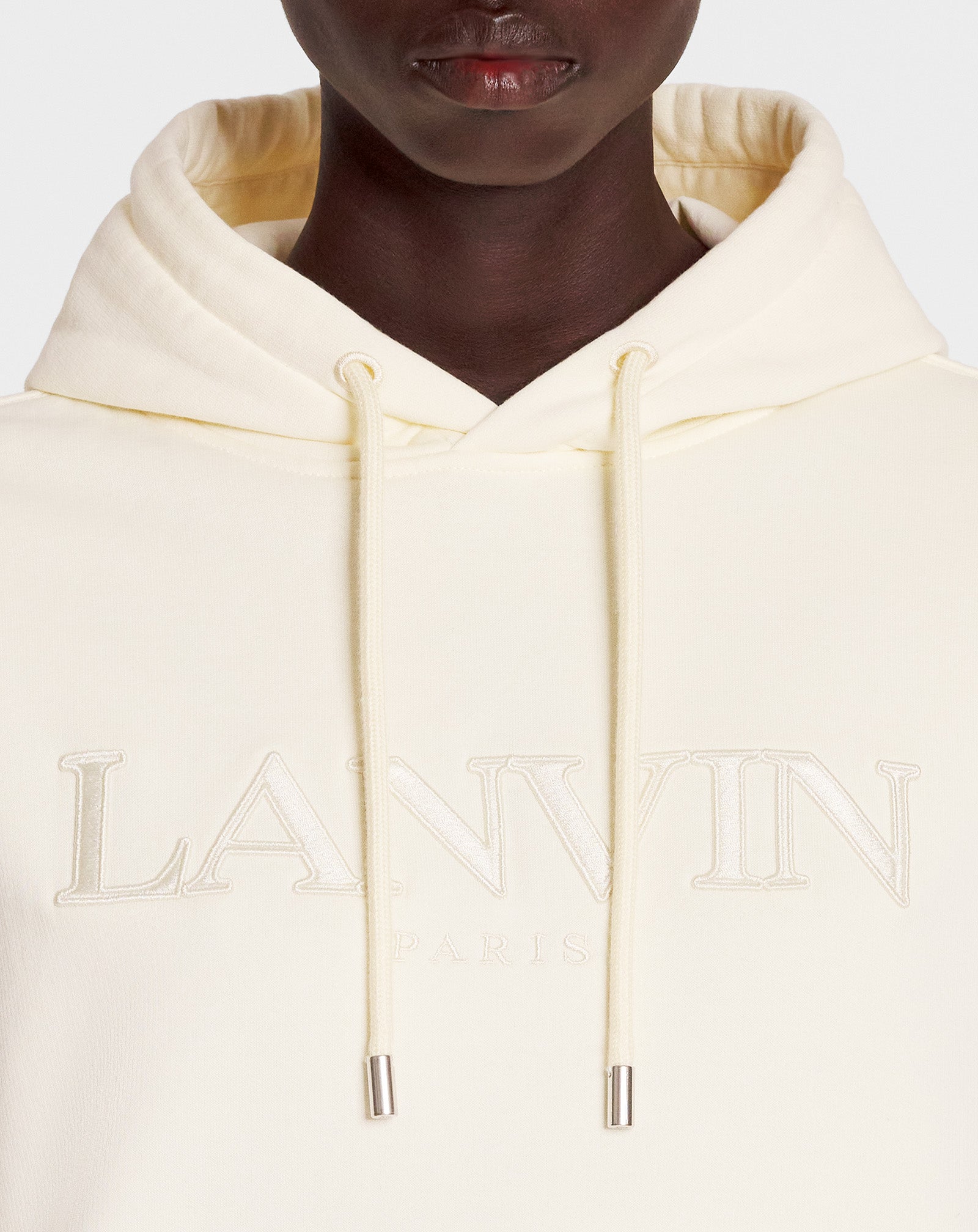 CLASSIC EMBROIDERED LANVIN PARIS HOODIE, CREAM