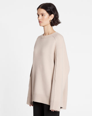 WOOL AND CASHMERE ROUND-NECK CAPE SWEATER, PAPER