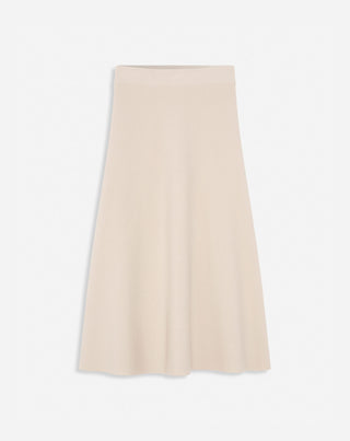 FLARED MIDI SKIRT IN WOOL AND CASHMERE, PAPER