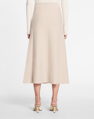 FLARED MIDI SKIRT IN WOOL AND CASHMERE, PAPER