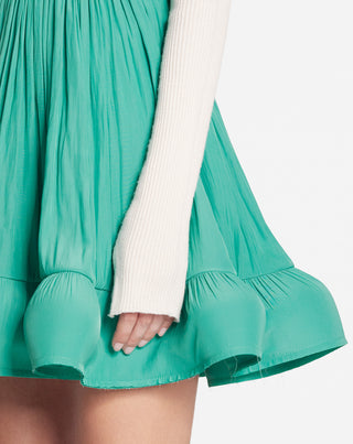 SHORT CHARMEUSE SKIRT, JADE
