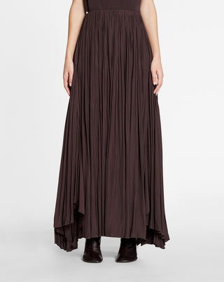 LONG ASYMMETRIC SKIRT, COCOA