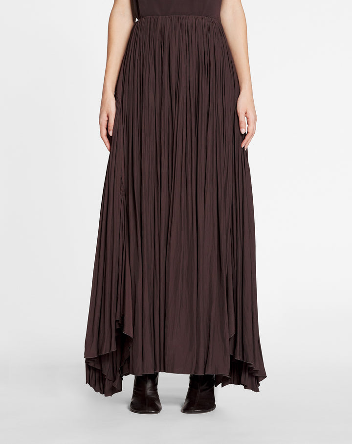 LONG ASYMMETRIC SKIRT, COCOA