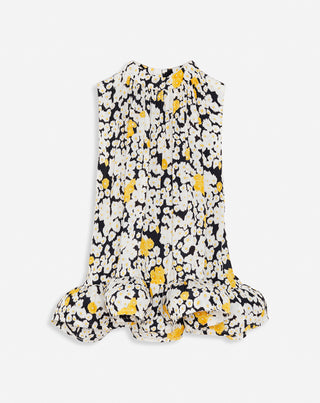 SLEEVELESS PRINTED CHARMEUSE TOP