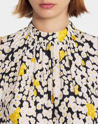 SLEEVELESS PRINTED CHARMEUSE TOP