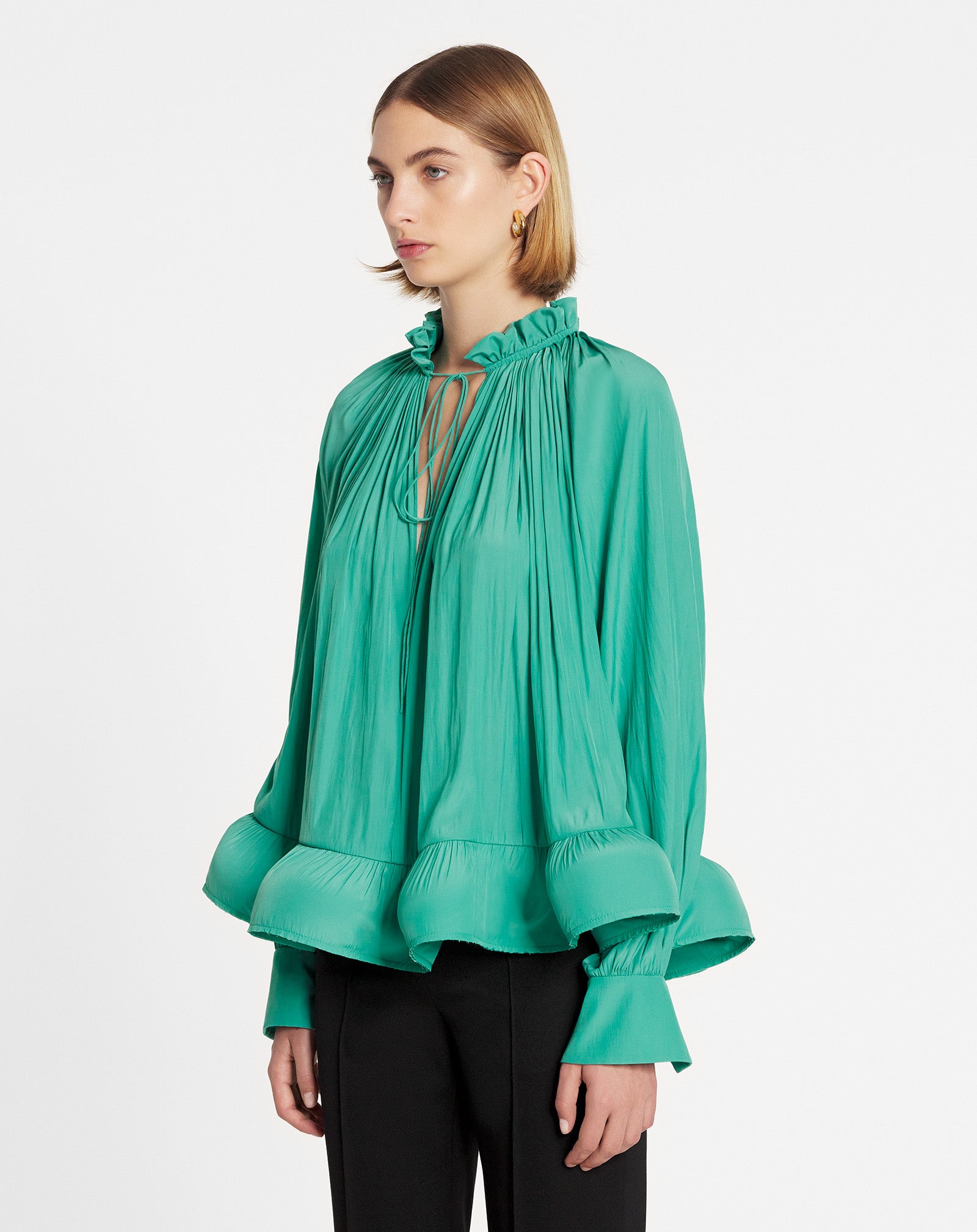 CHARMEUSE BLOUSE WITH LONG SLEEVES