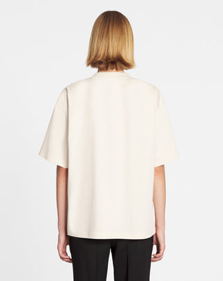 OVERSIZED EMBROIDERED CURB T-SHIRT, CREAM