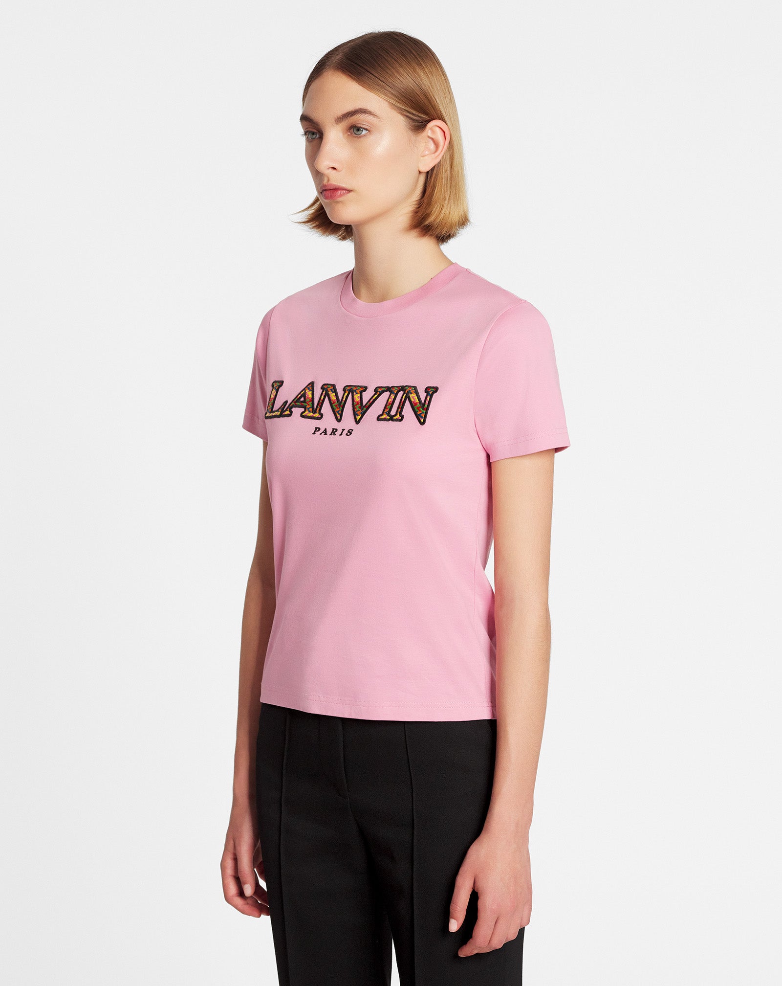 CLASSIC CURB EMBROIDERED T-SHIRT PEONY PINK | Lanvin – LANVIN